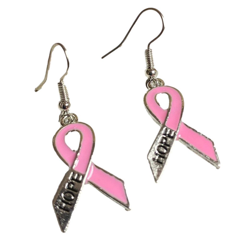 Dark Pink Ribbon Earrings Jewelry